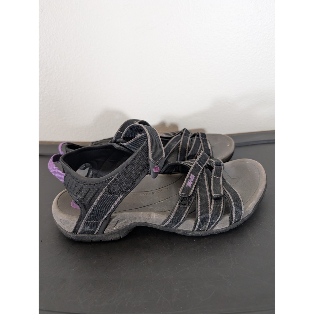 Teva Tirra Womens 8.5 Black Grey Purple Sport Sandals S/N 4266 Beach Summer